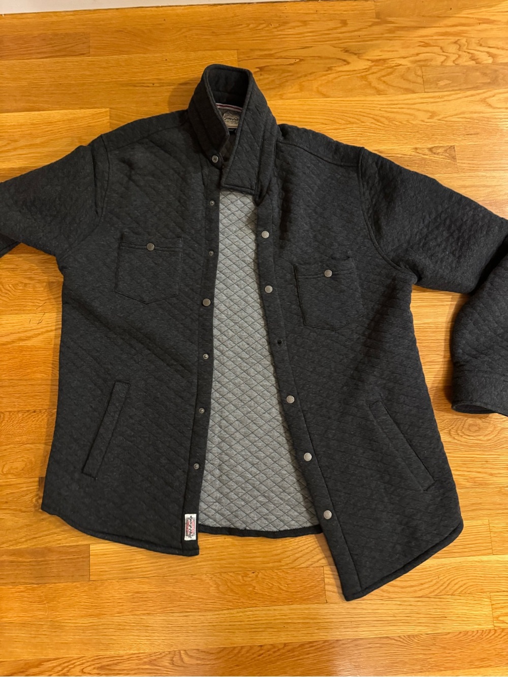Men's Quilted Dark Gray Snap-Front Jacket
